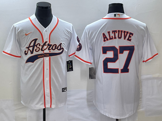 Men's Houston Astros Jose Altuve #27 White Replica Jerseys Joint Edition