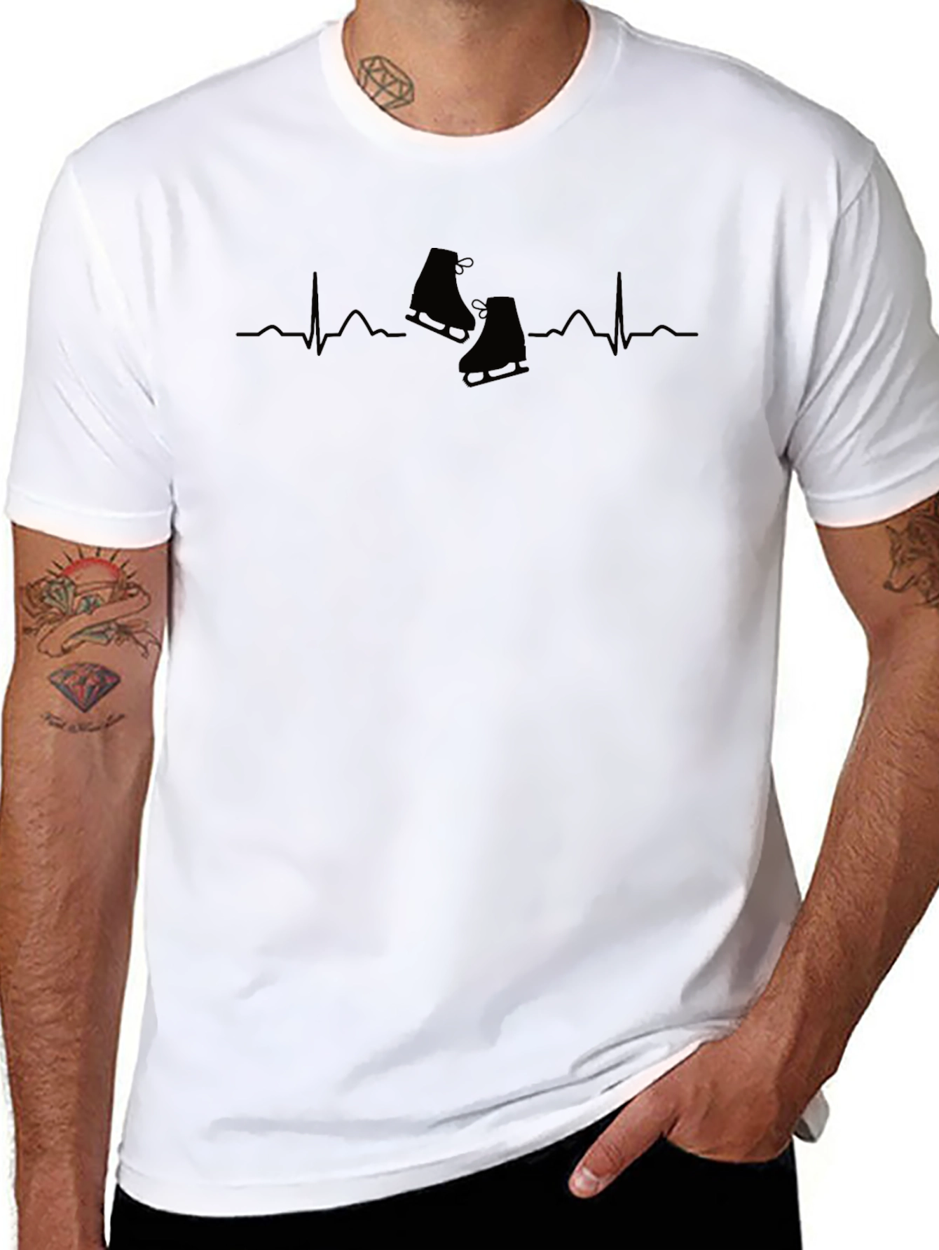 Skating Heartbeat T-Shirt - Black