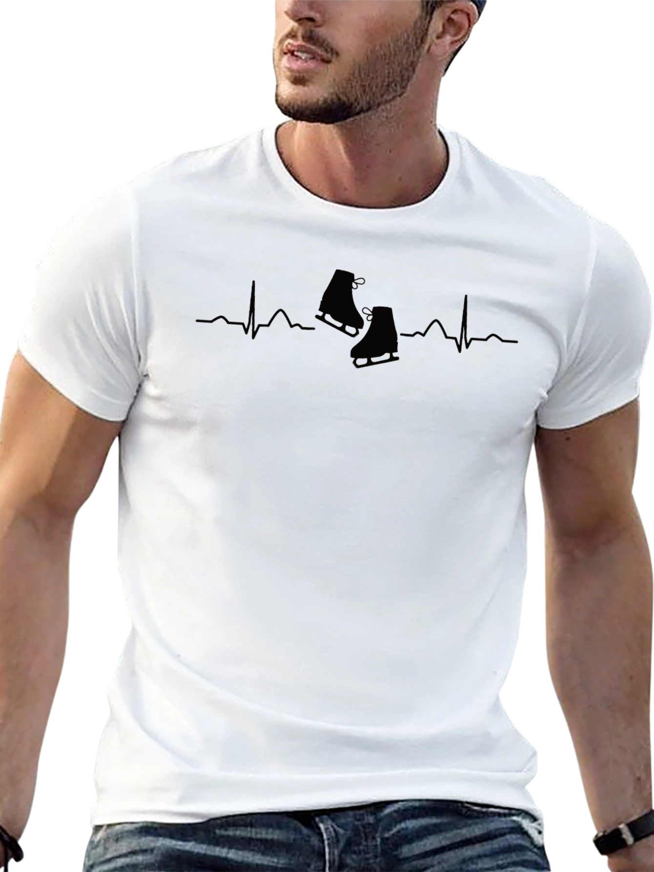 Skating Heartbeat T-Shirt - Black