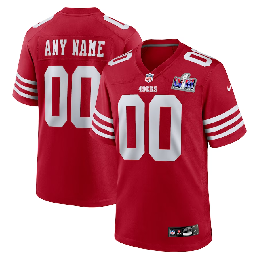 Men's San Francisco 49ers Scarlet Super Bowl LVIII Patch Custom Game Jerseys