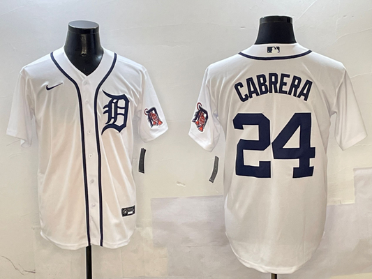 Men's Detroit Tigers Miguel Cabrera #24 White Replica Baseball Jerseys