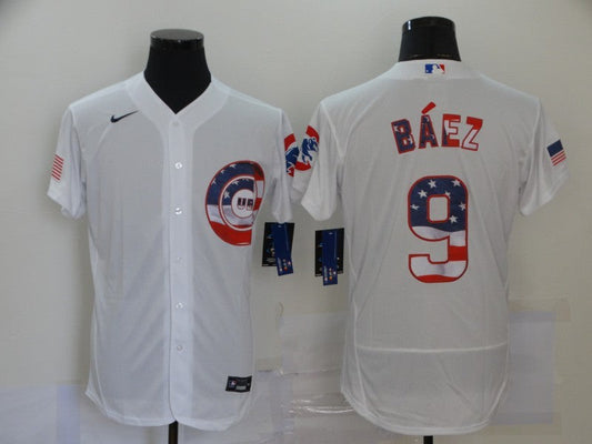 Men's Chicago Cubs Javier Baez #9 White Fashion Stitched Jerseys