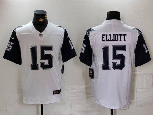 Men's Dallas Cowboys Ezekiel Elliott #15 White 2nd Alternate Legend Jerseys
