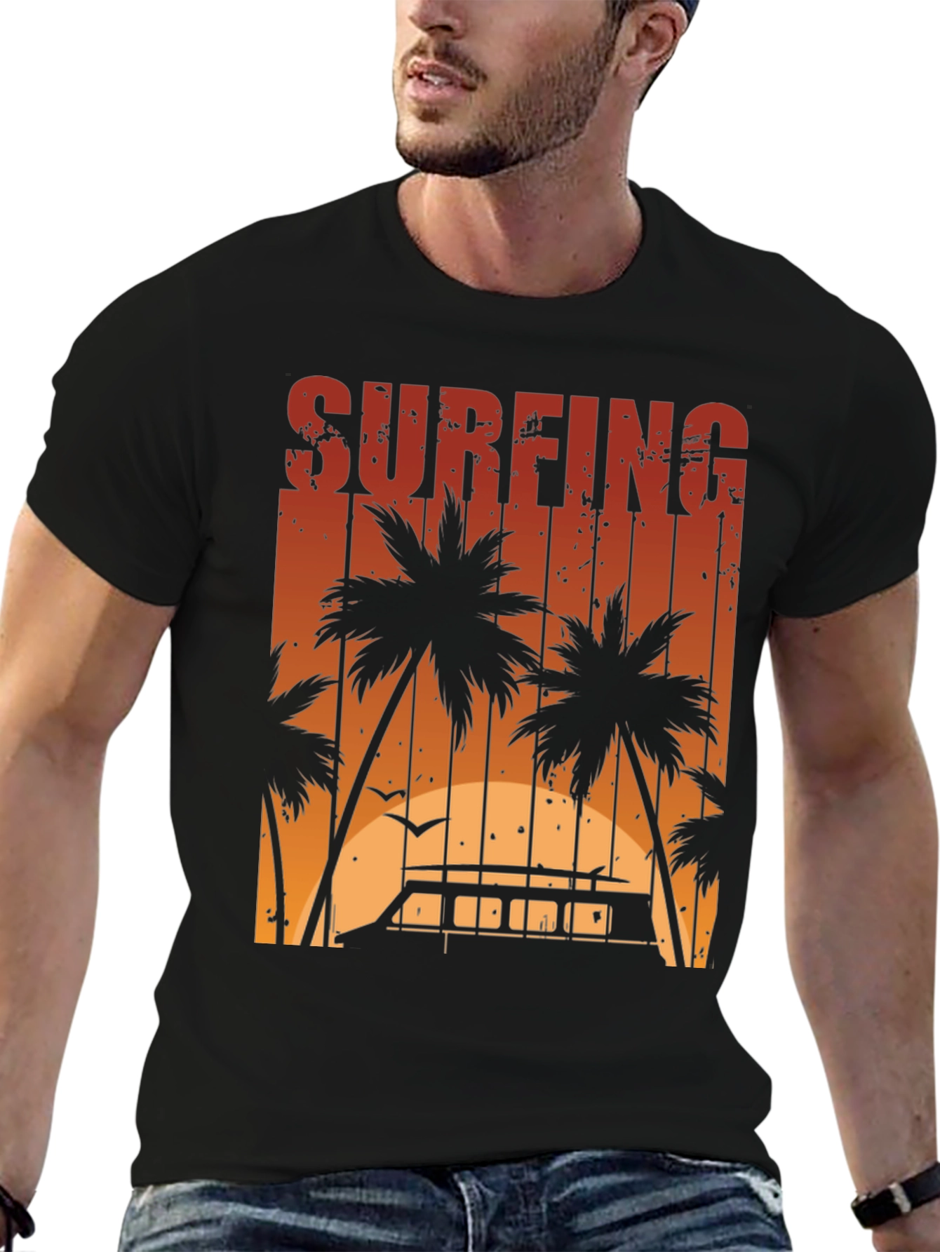 Surfing Sunset Graphic Tee