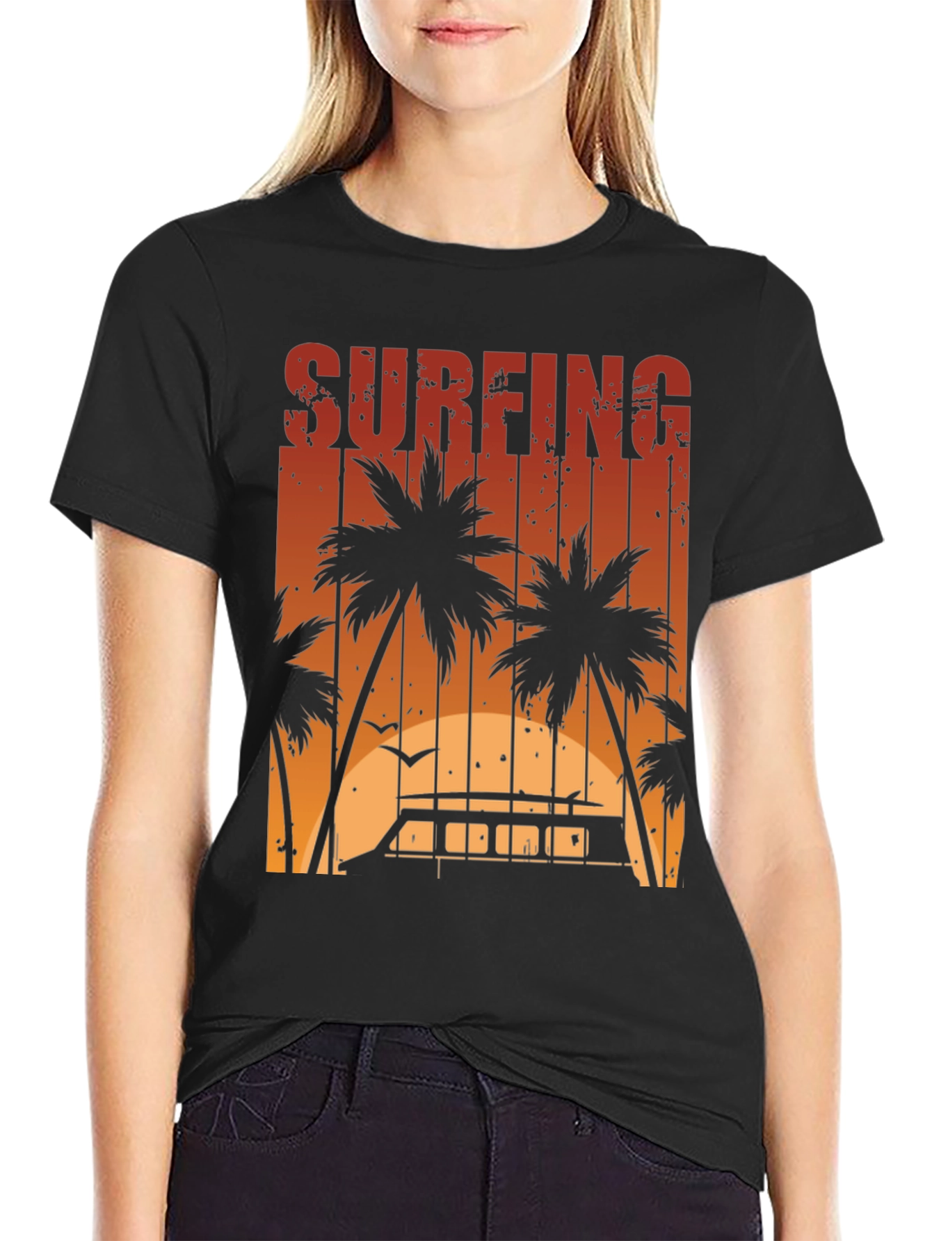 Surfing Sunset Graphic Tee