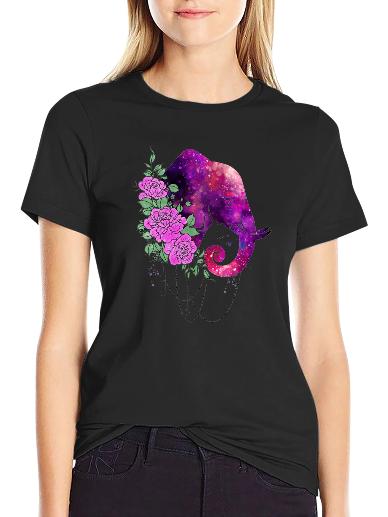 Galaxy Elephant Floral Tee