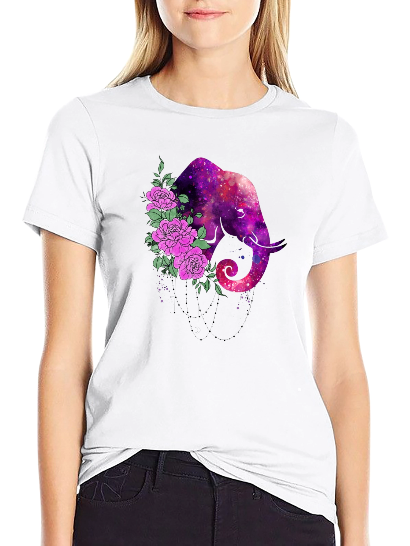 Galaxy Elephant Floral Tee