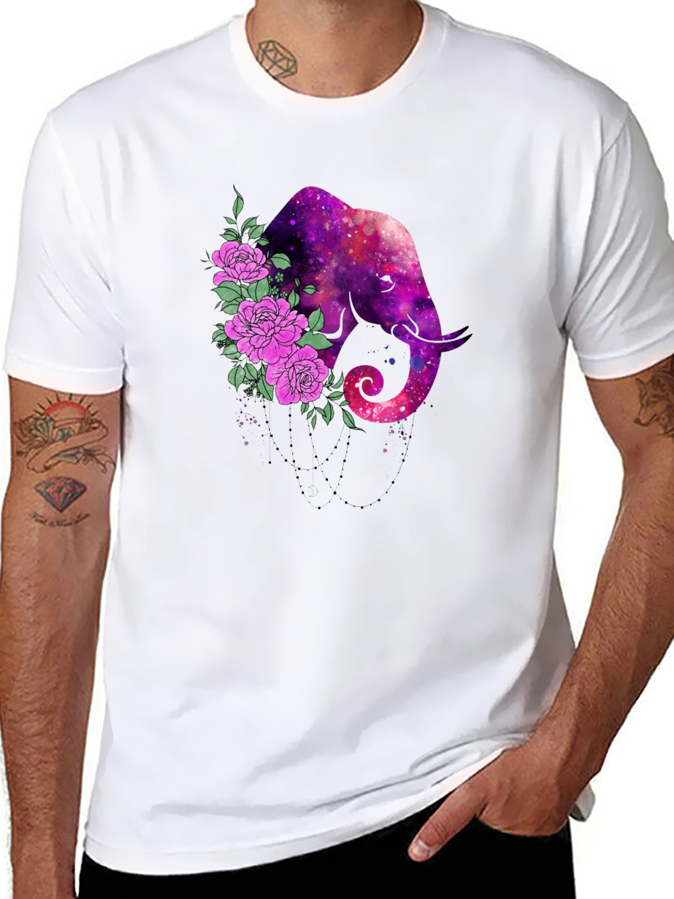 Galaxy Elephant Floral Tee