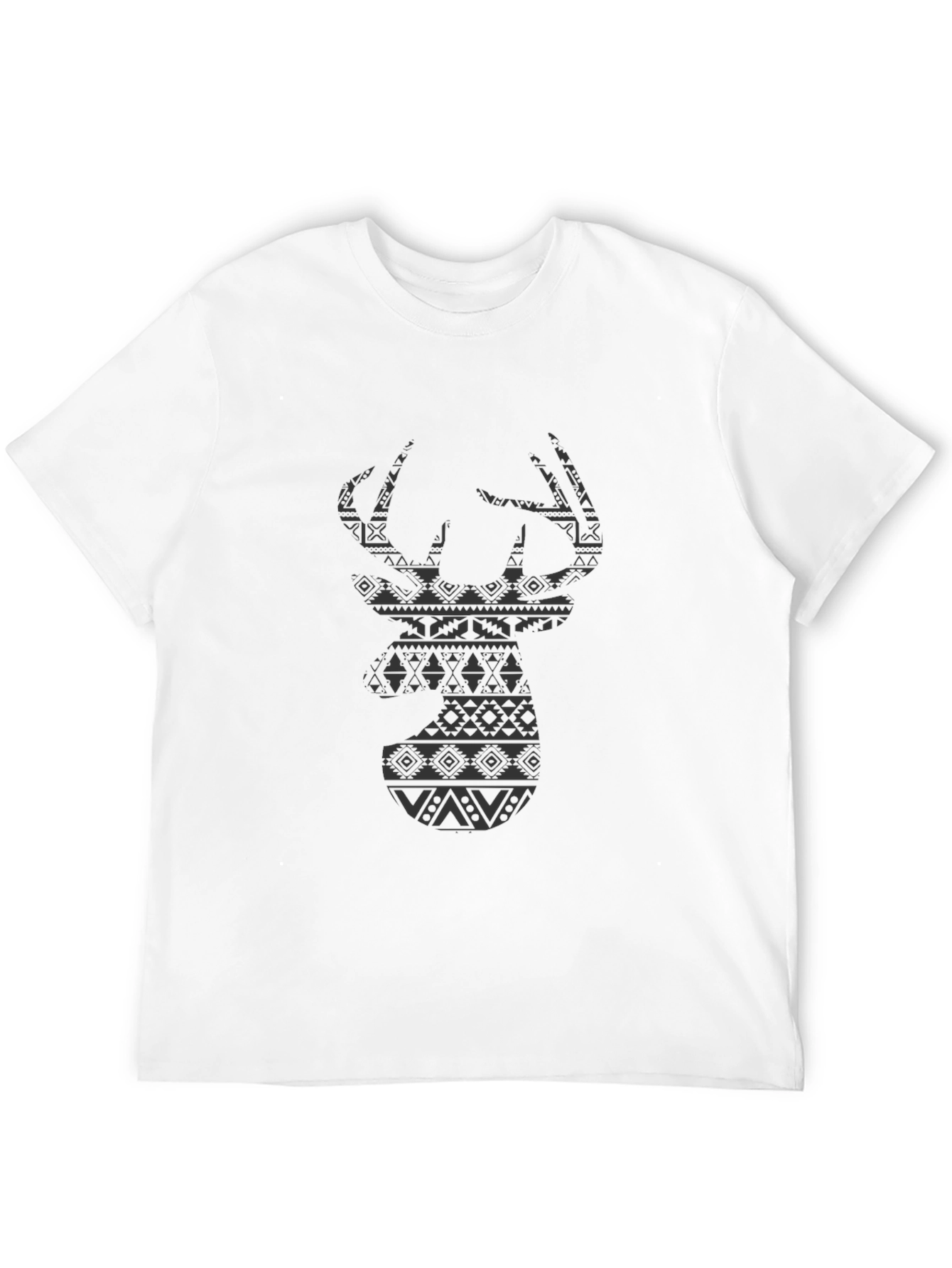 Tribal Deer Head Black T-Shirt