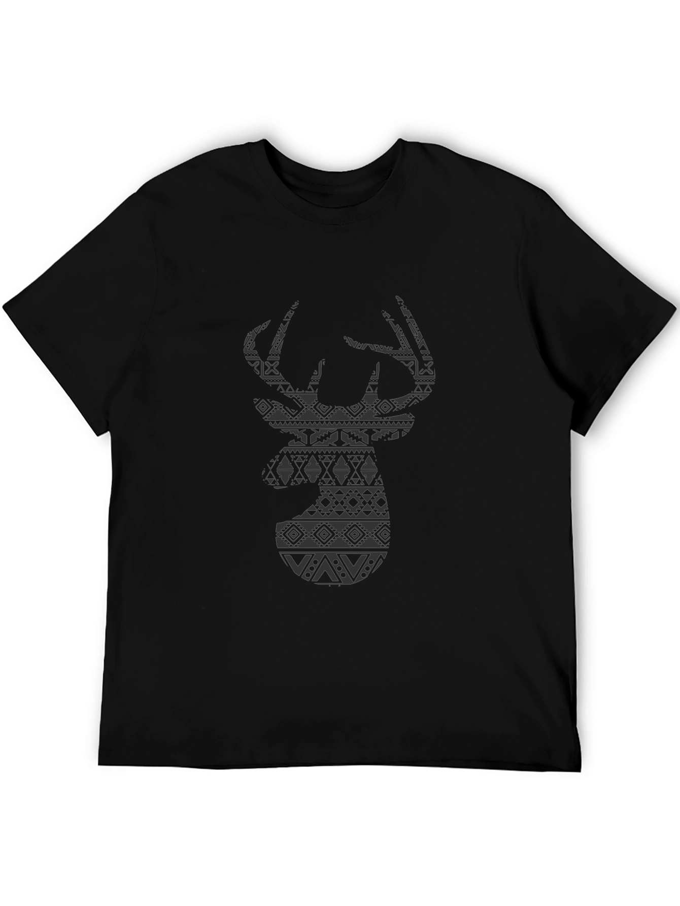Tribal Deer Head Black T-Shirt