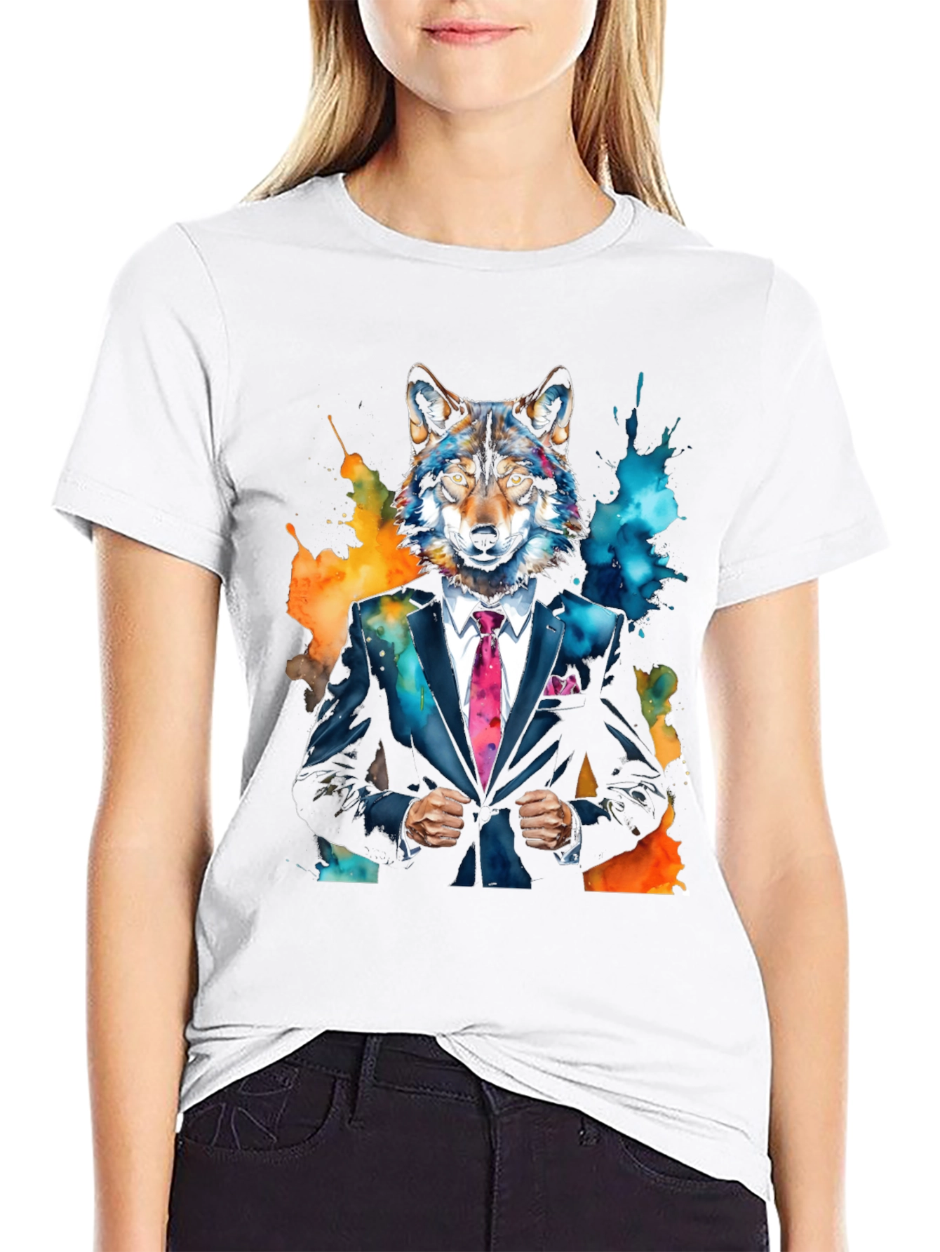 Wolf in Suit Graphic Tee - Unique Animal Print