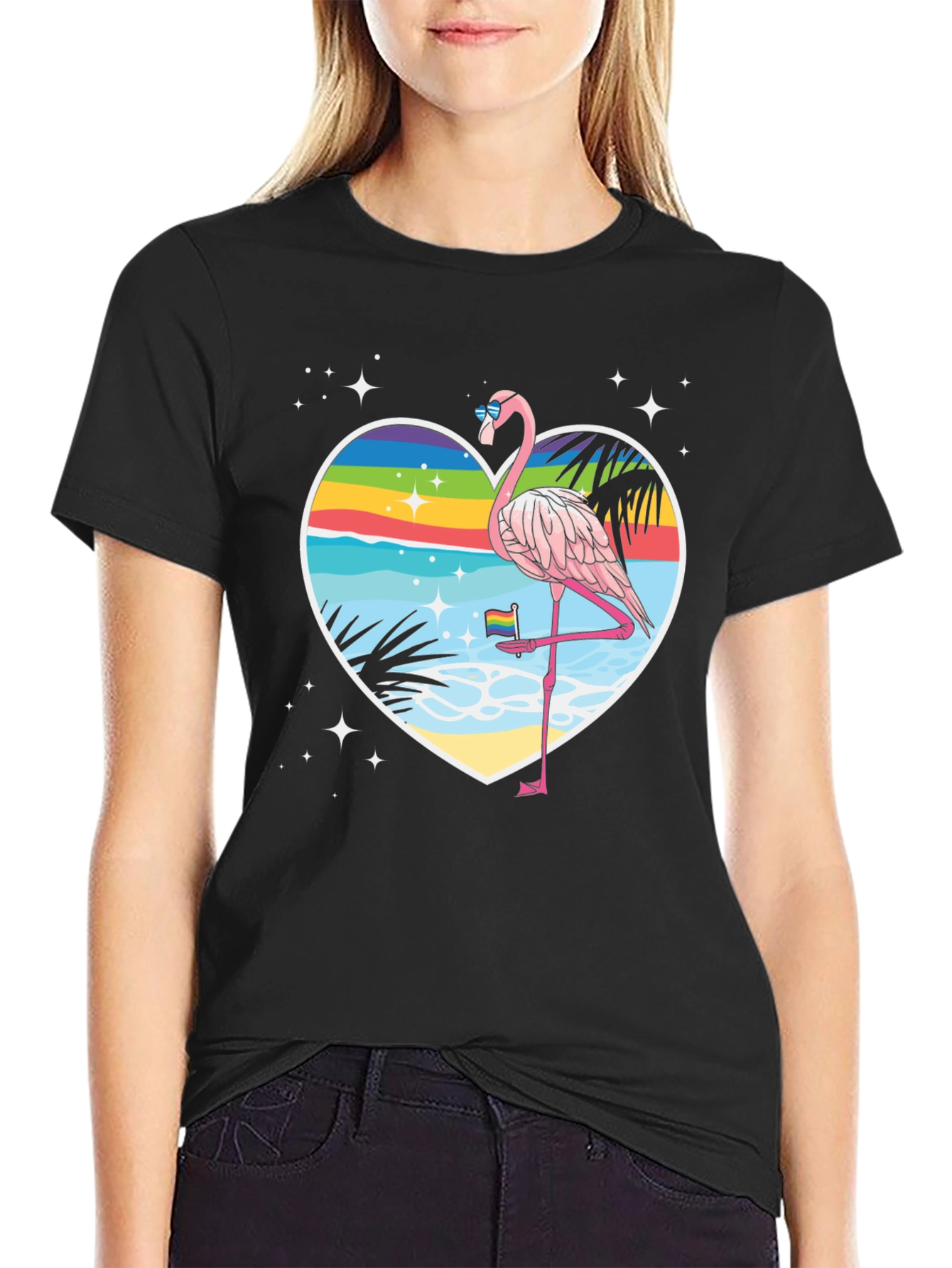 Rainbow Flamingo Graphic Tee