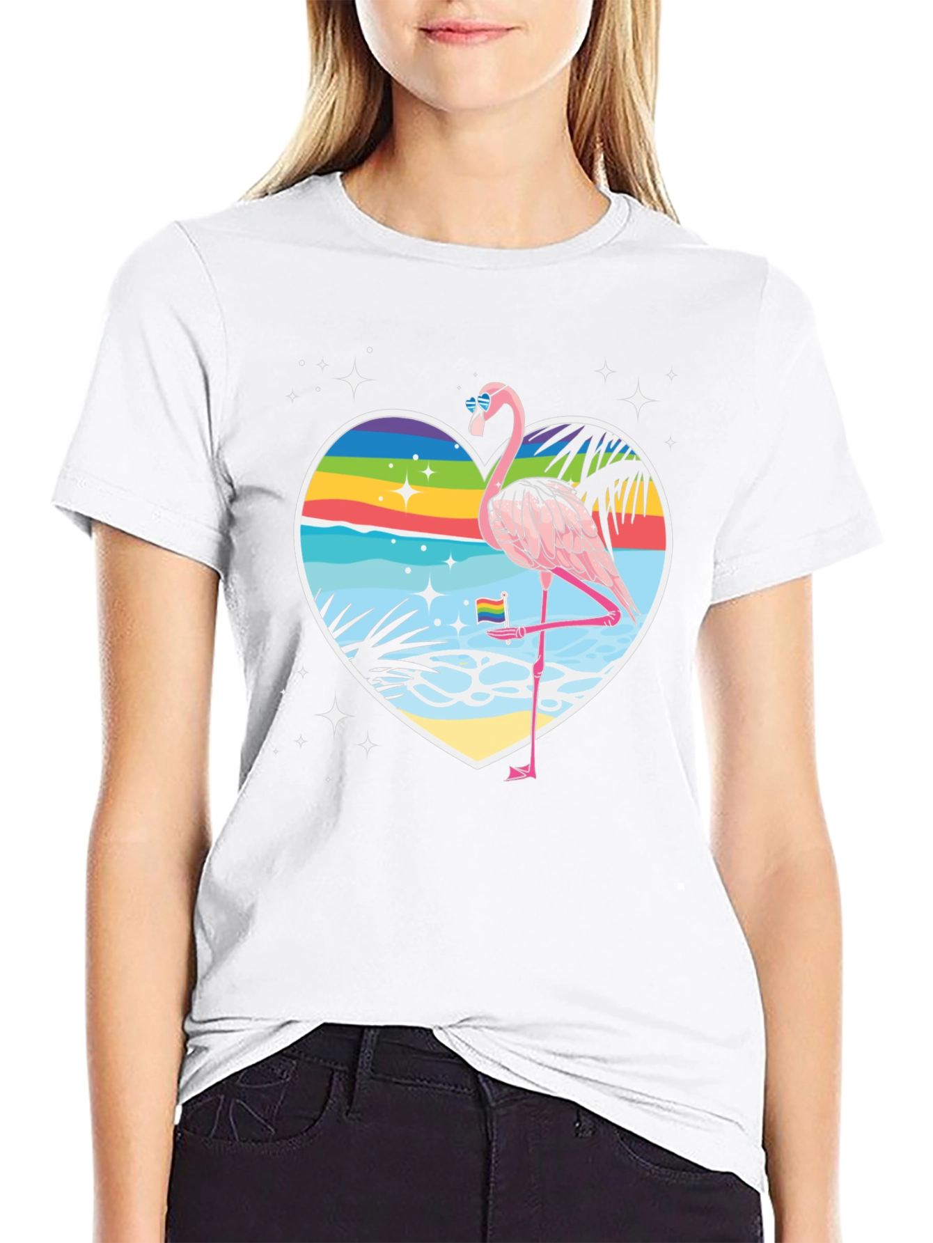Rainbow Flamingo Graphic Tee