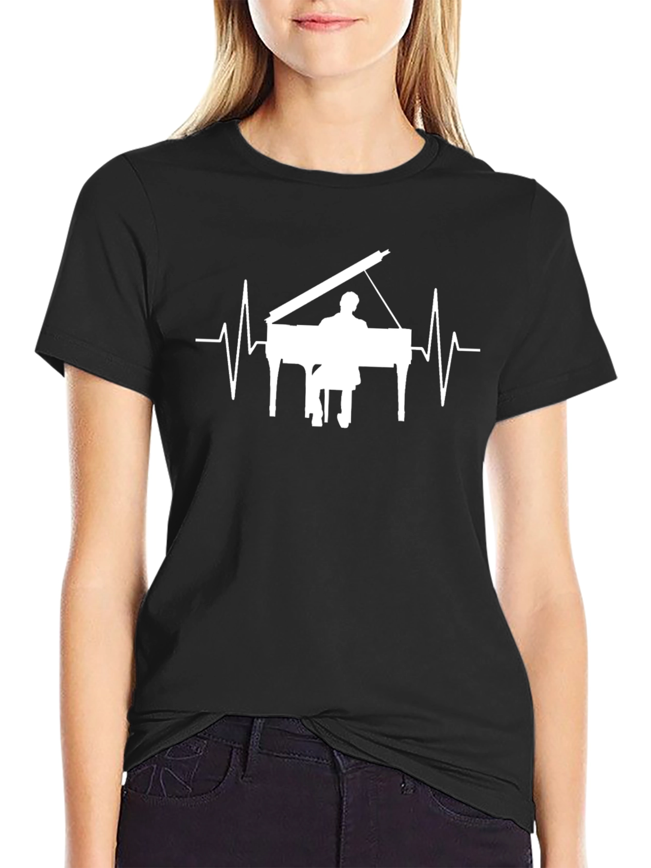 Piano Heartbeat Graphic T-Shirt