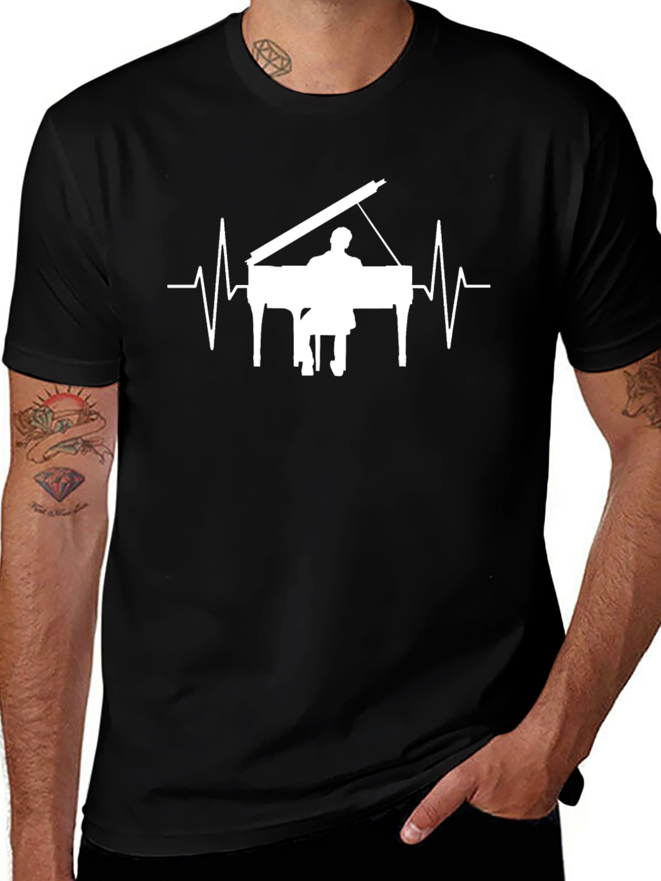 Piano Heartbeat Graphic T-Shirt