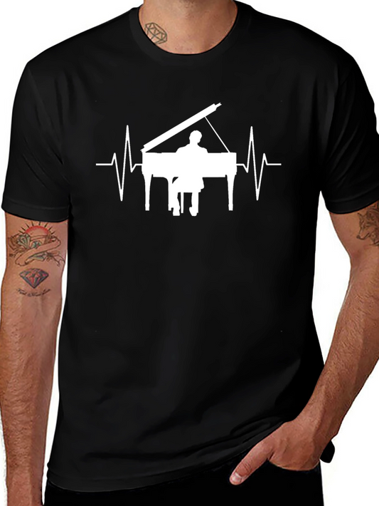 Piano Heartbeat Graphic T-Shirt