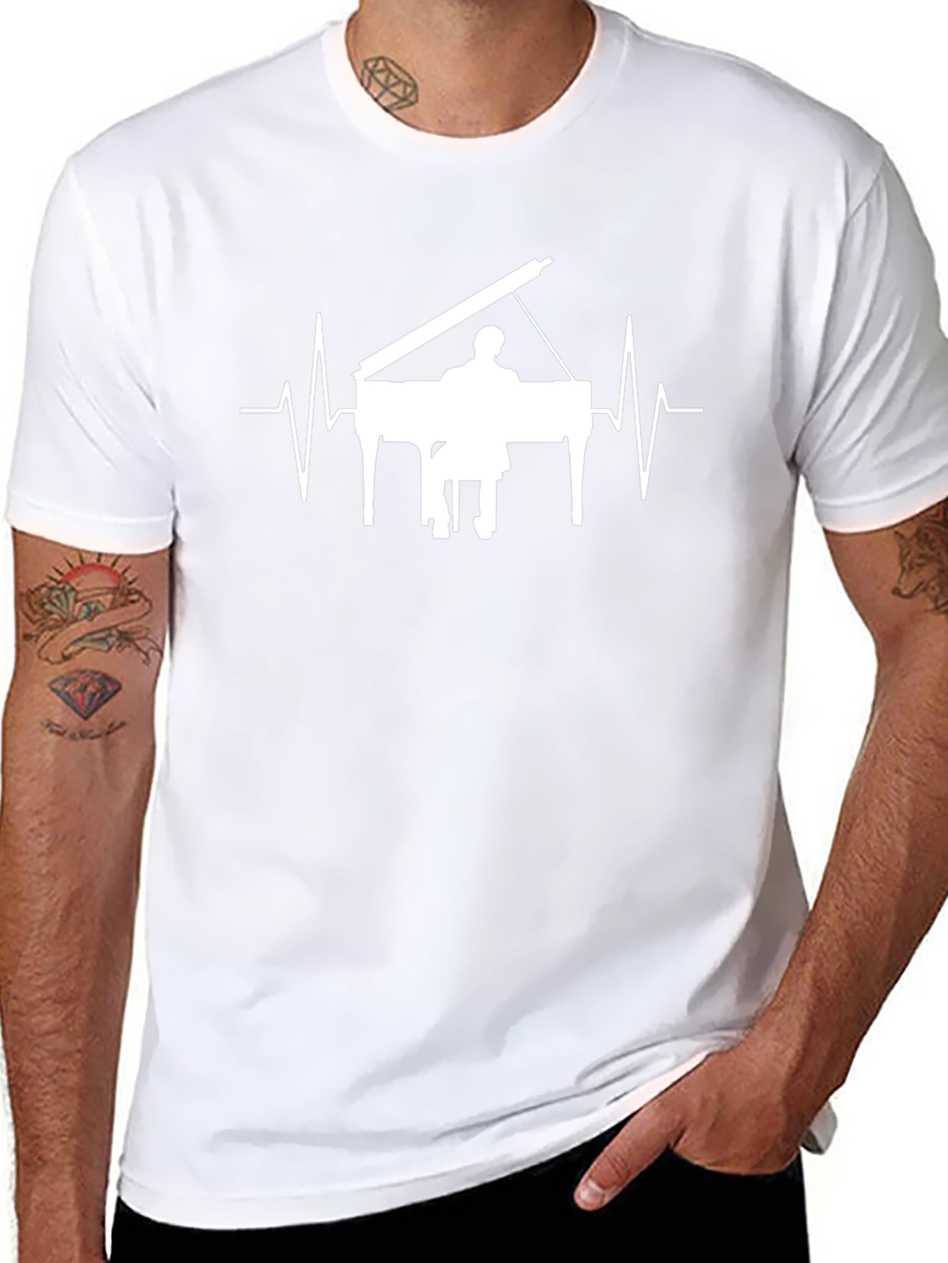 Piano Heartbeat Graphic T-Shirt