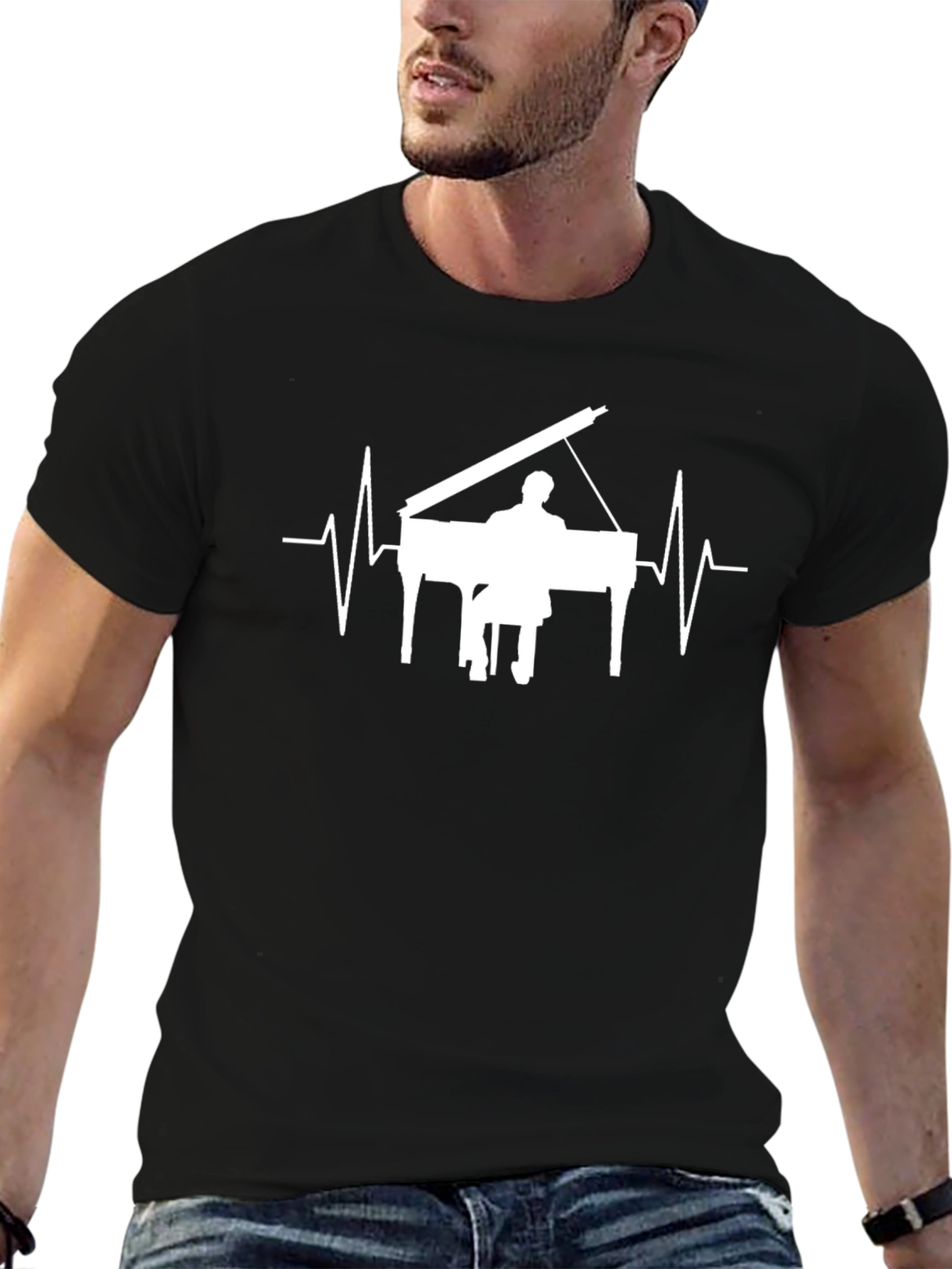 Piano Heartbeat Graphic T-Shirt