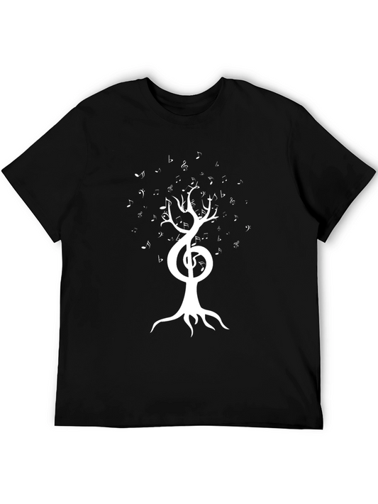 Music Tree Black T-Shirt - Treble Clef Notes