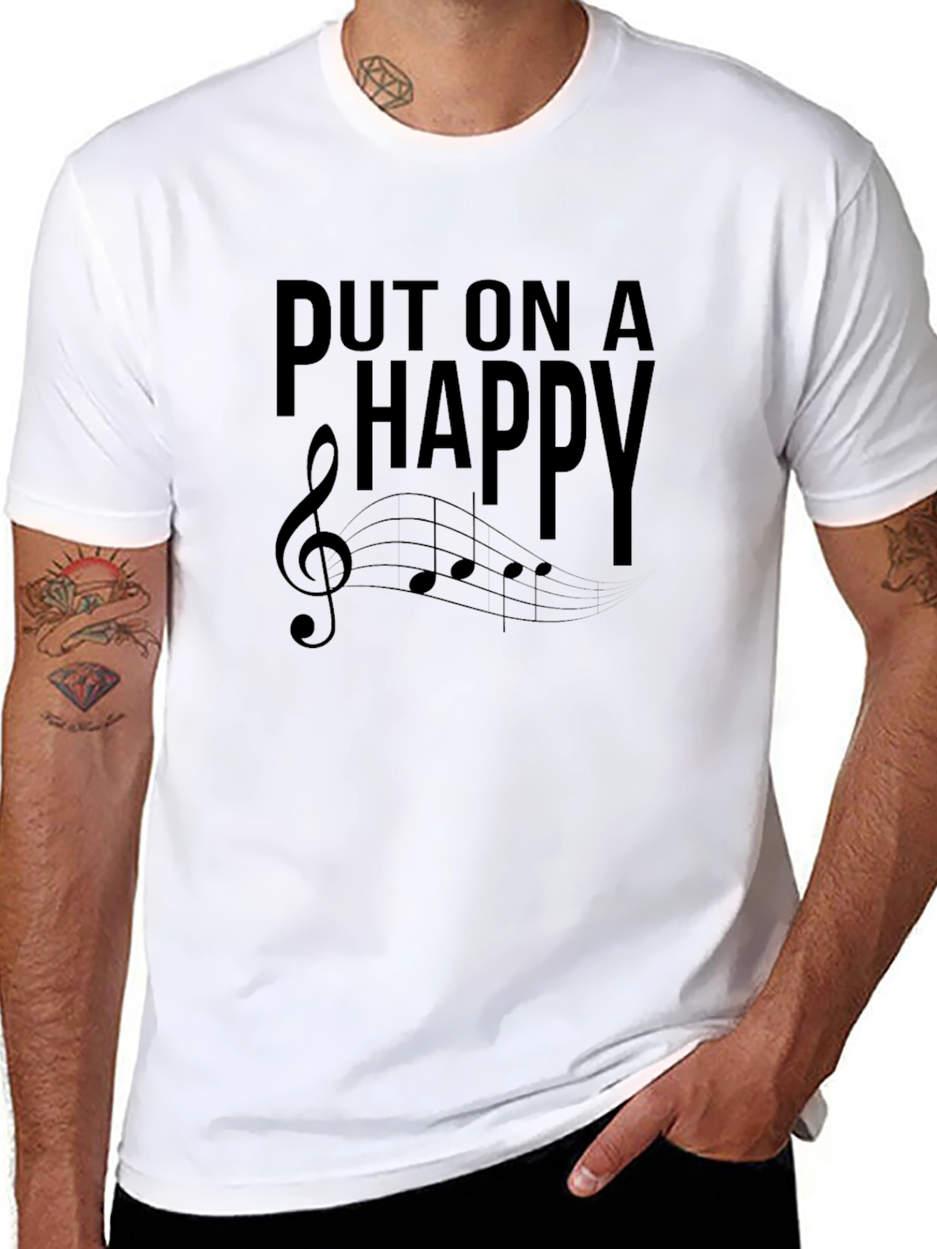 Put On a Happy Face Music Graphic T-Shirt