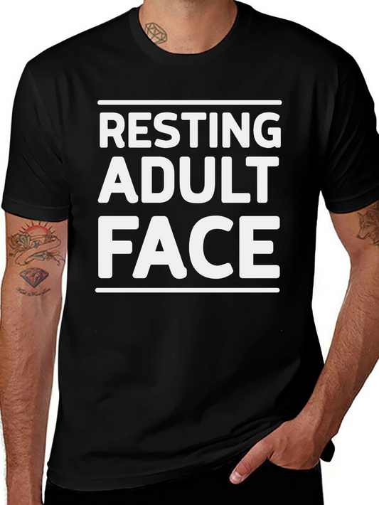 Resting Adult Face Graphic T-Shirt - Black
