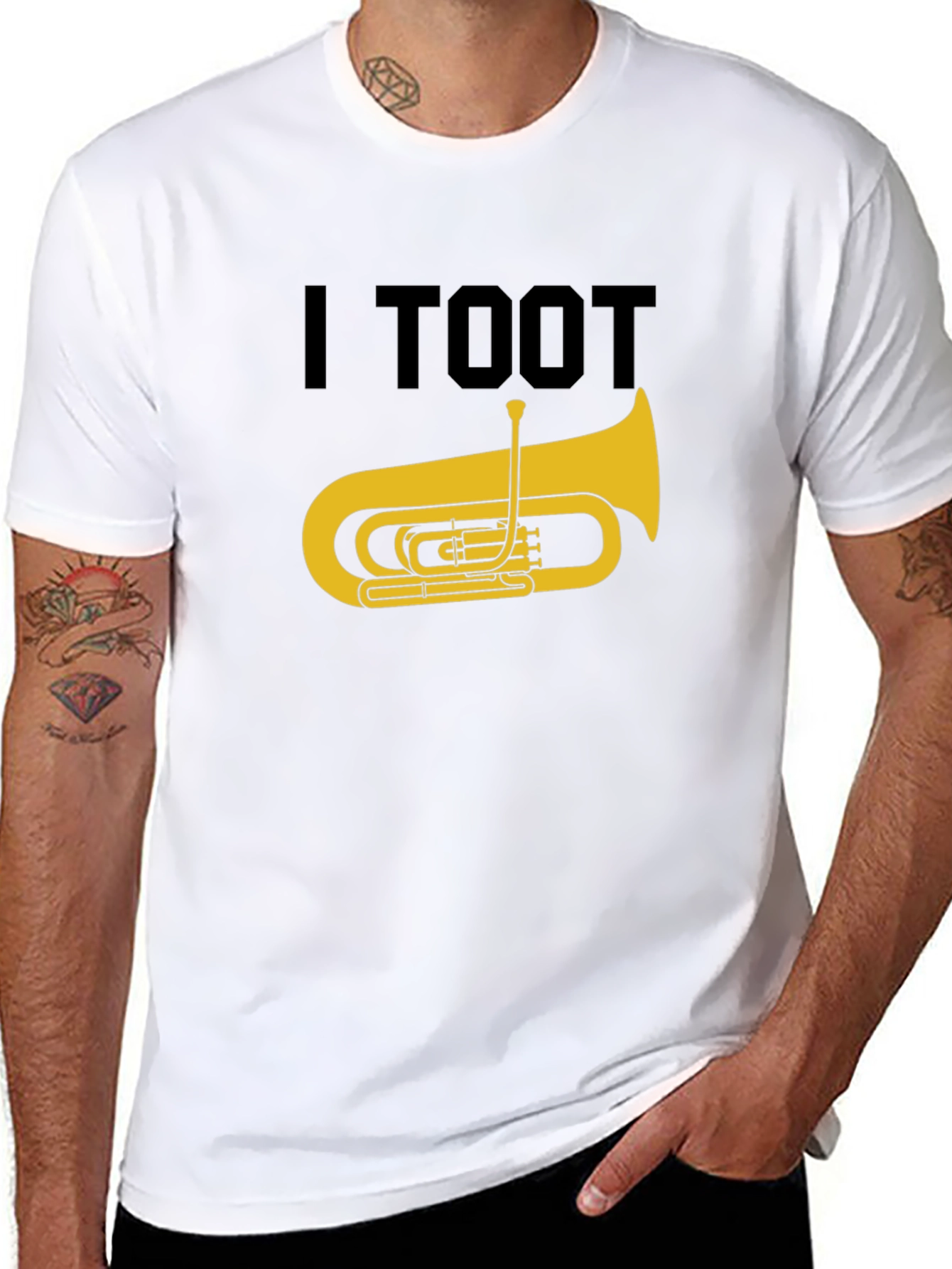 I Toot Tuba Funny Music Lover Black T-Shirt