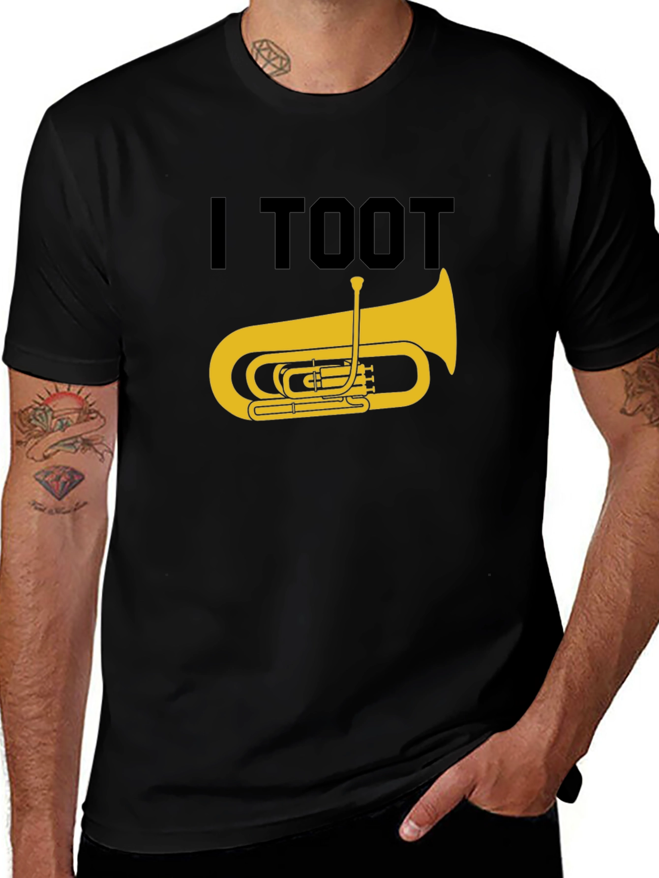I Toot Tuba Funny Music Lover Black T-Shirt