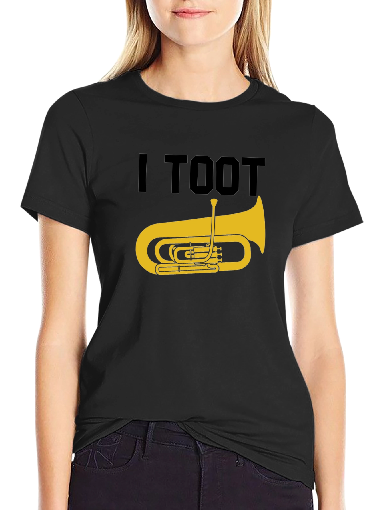 I Toot Tuba Funny Music Lover Black T-Shirt