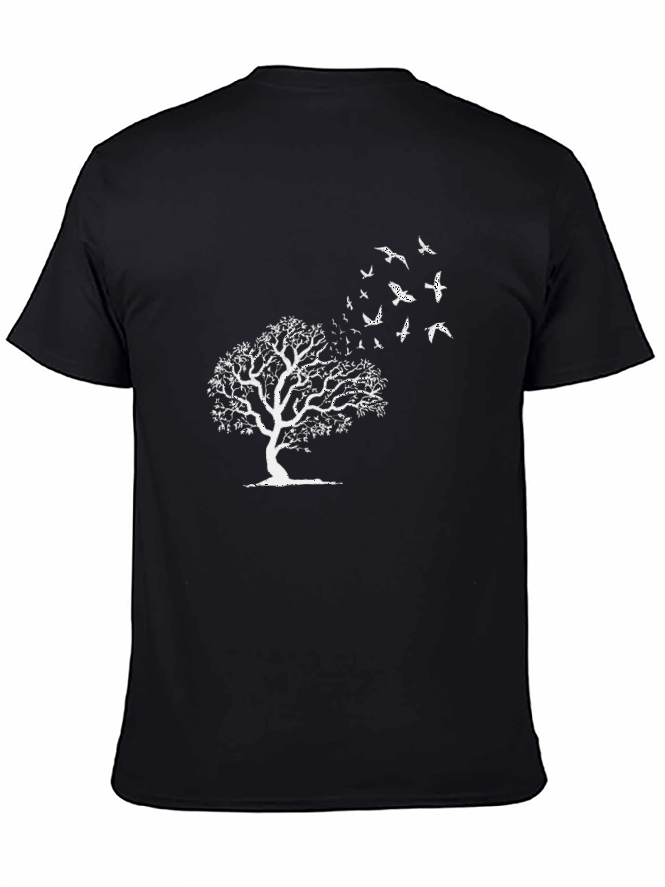 Tree & Birds Graphic Black Tee