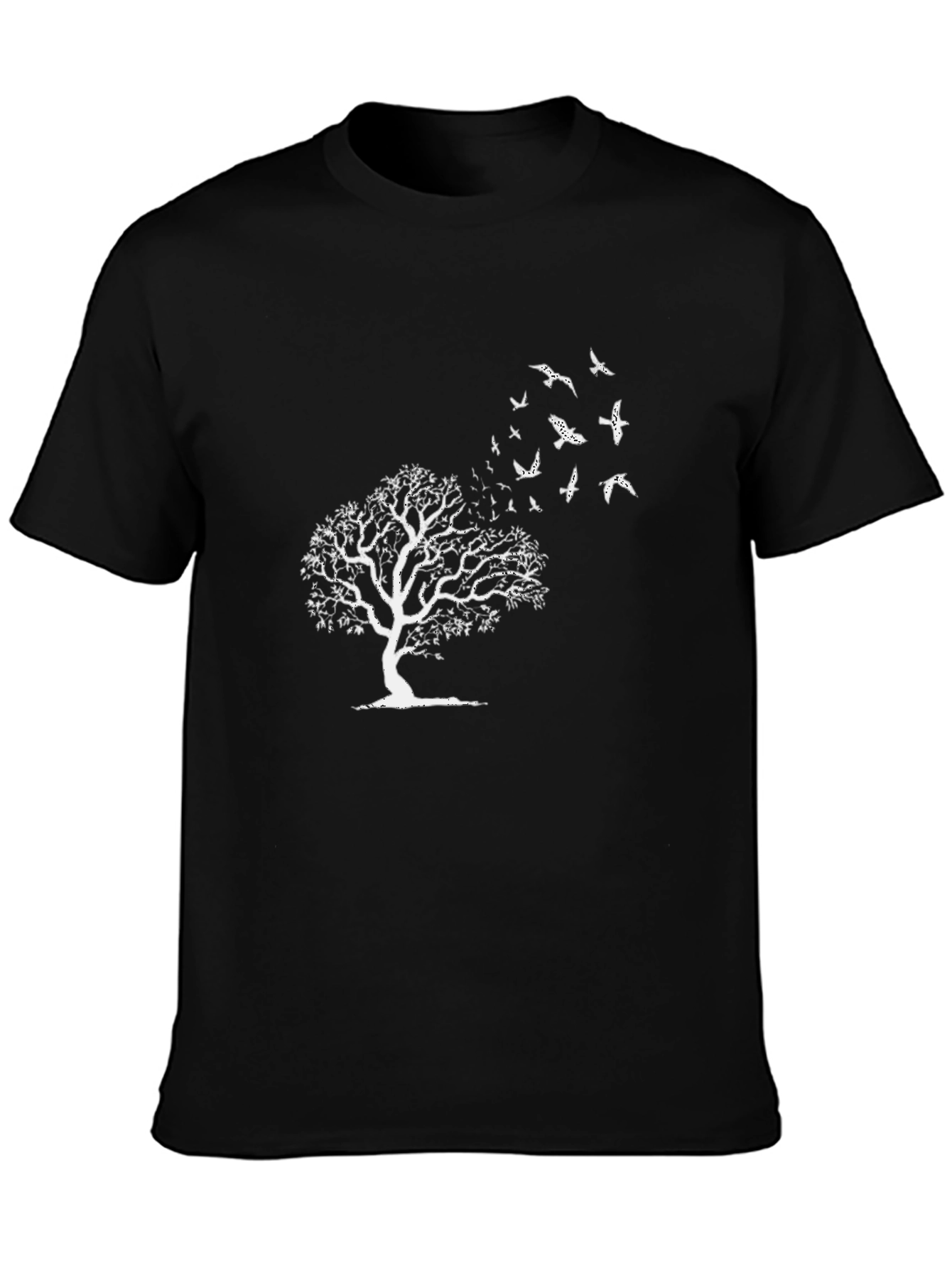Tree & Birds Graphic Black Tee