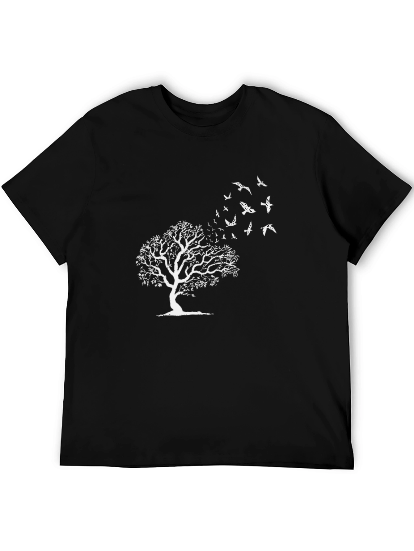 Tree & Birds Graphic Black Tee