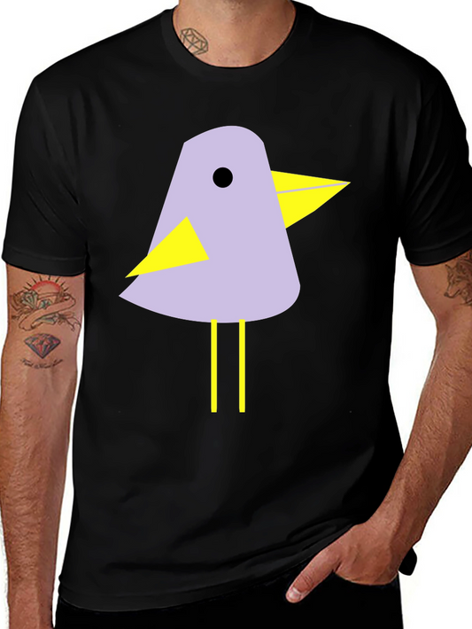 Bird Graphic Print Mens T-Shirt - Casual Crew Neck Tee