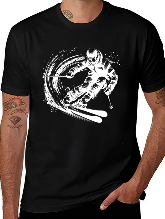 Skiing T-Shirt | Black Graphic Tee