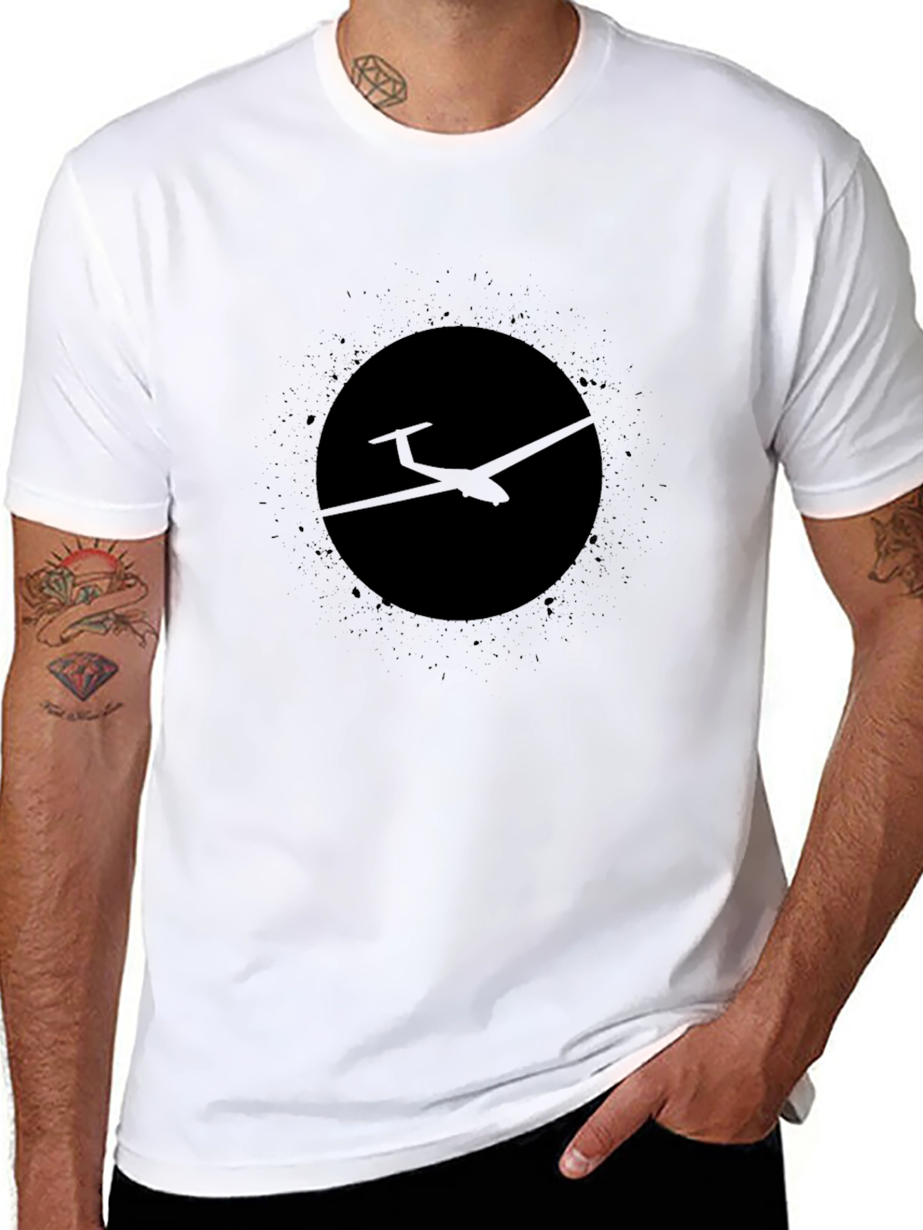 Black Glider Plane T-Shirt