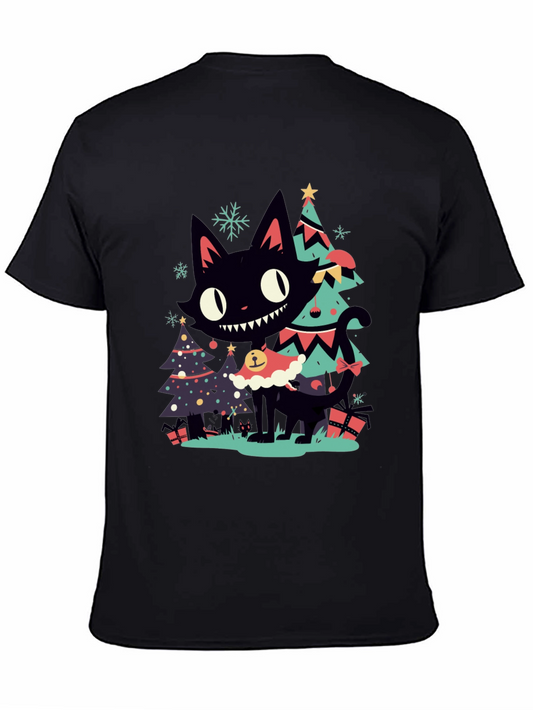 Festive Black Cat Christmas T-Shirt