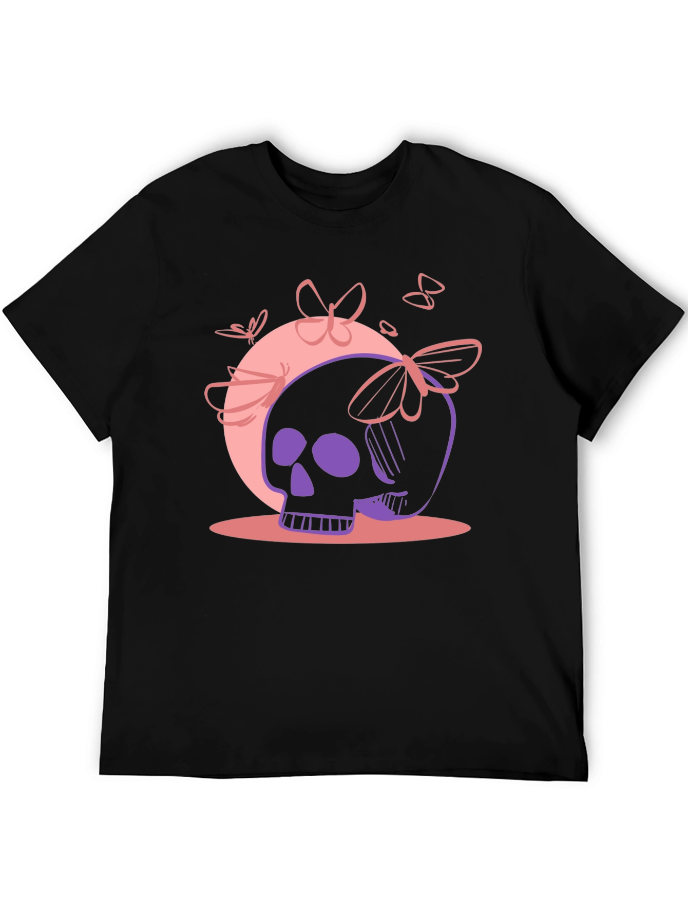 Skull & Butterfly Graphic Tee - Black
