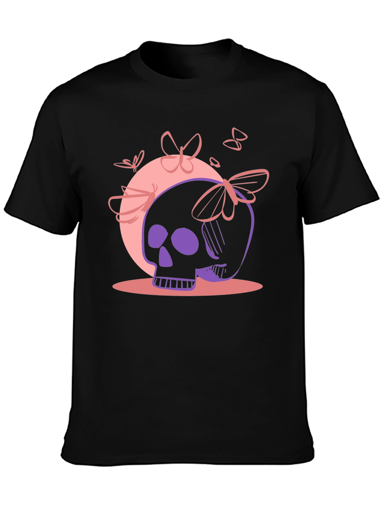 Skull & Butterfly Graphic Tee - Black