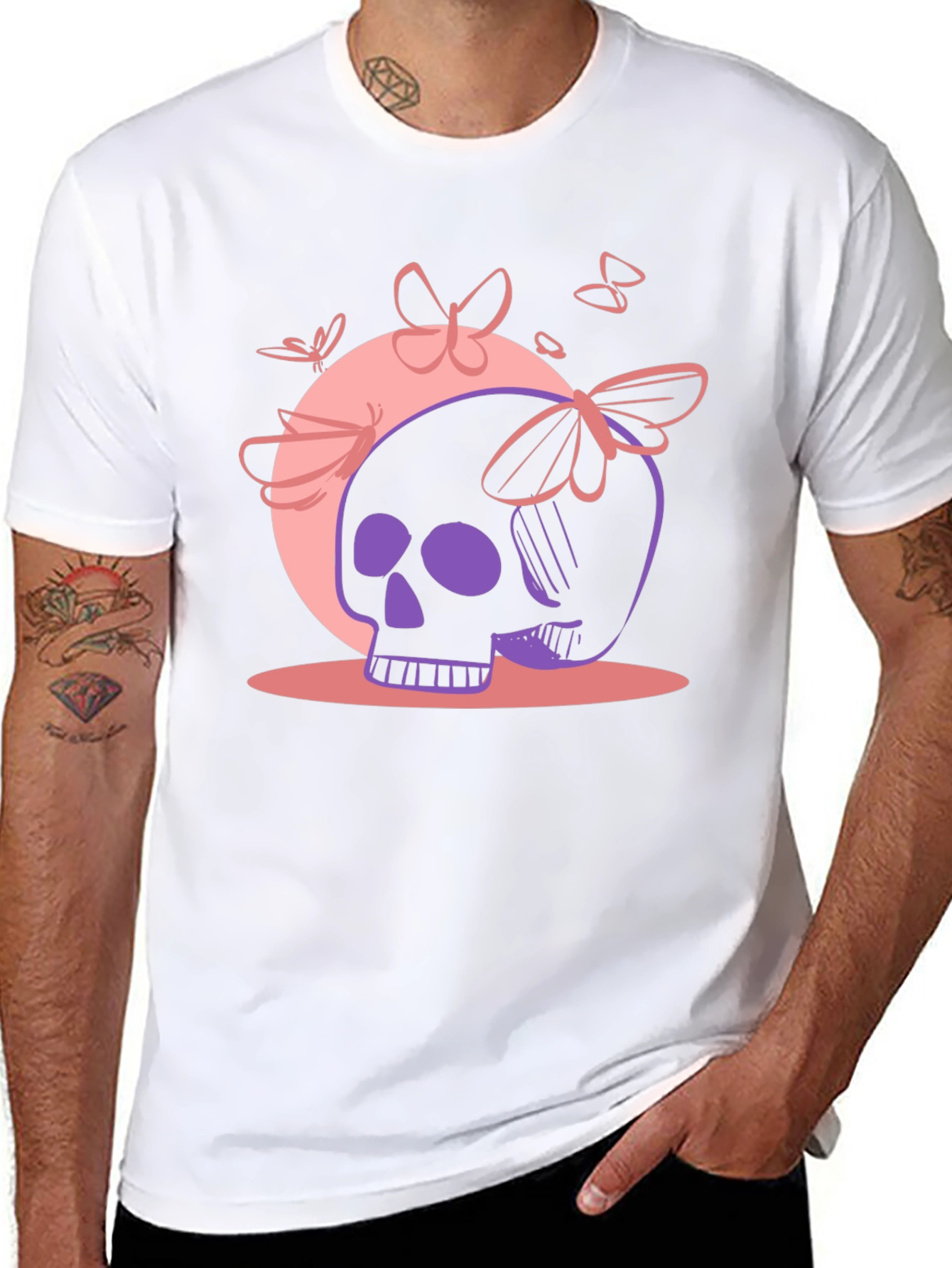 Skull & Butterfly Graphic Tee - Black