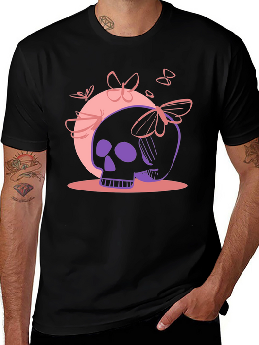 Skull & Butterfly Graphic Tee - Black