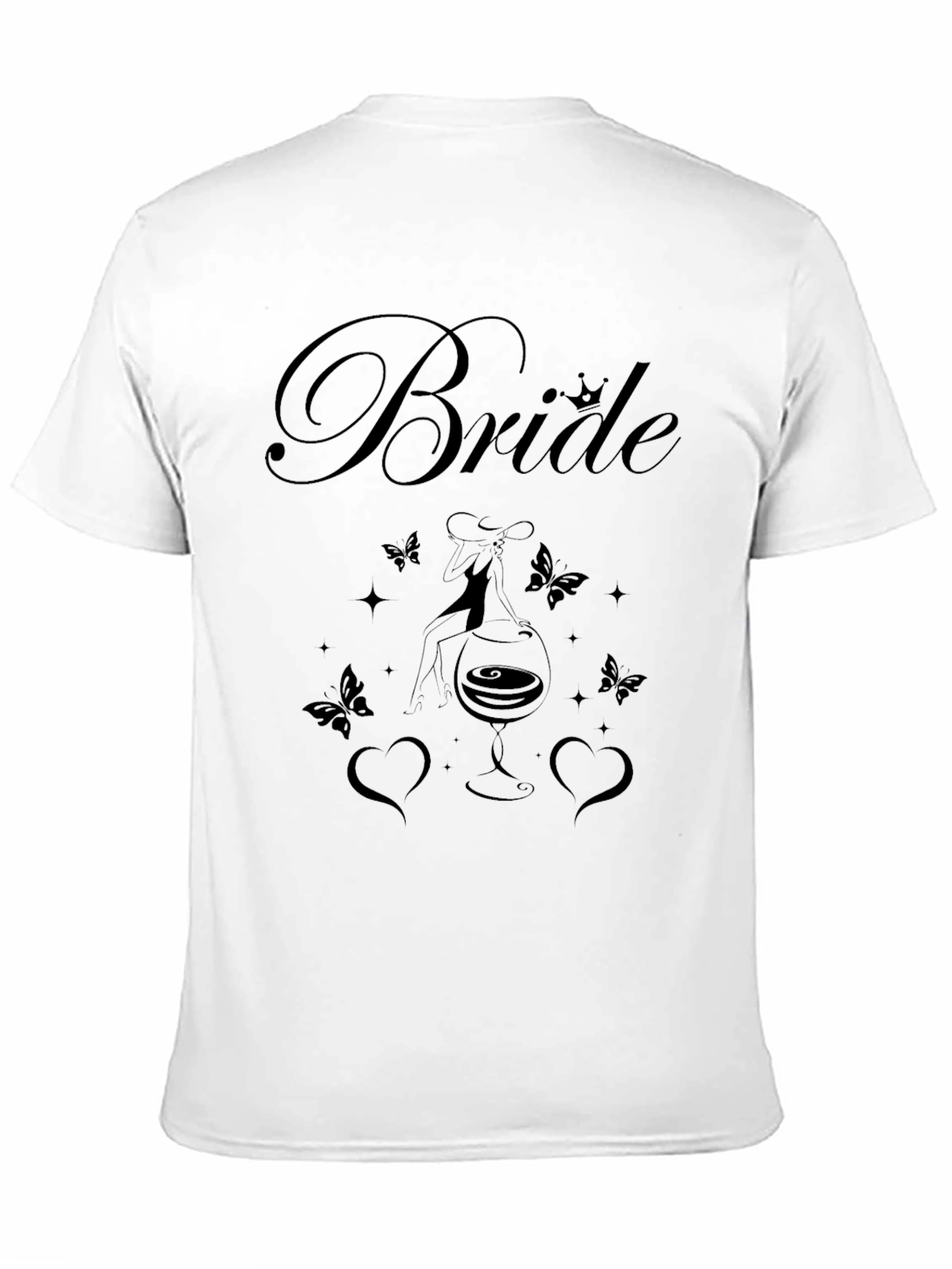 Bride Wine Glass Graphic T-Shirt - Black