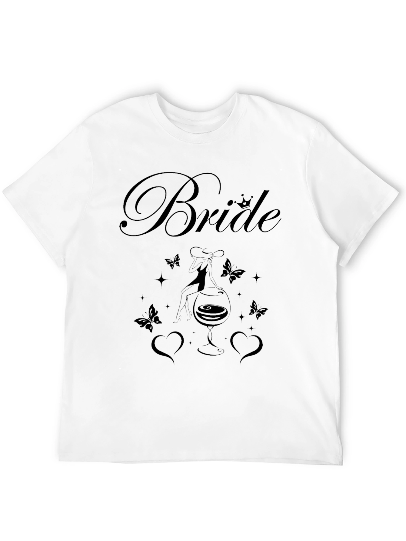 Bride Wine Glass Graphic T-Shirt - Black