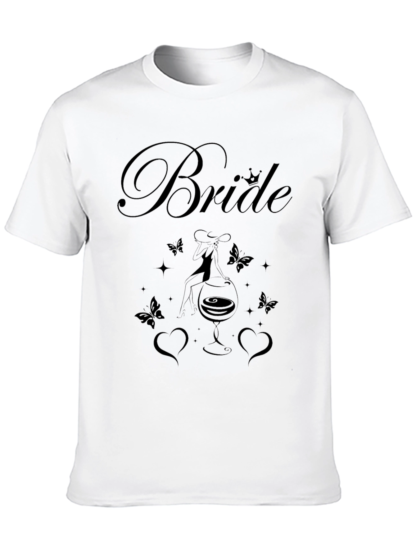 Bride Wine Glass Graphic T-Shirt - Black
