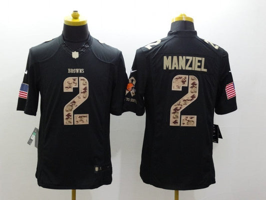 Men's Cleveland Browns Johnny Manziel #2 Black Player Game Jerseys