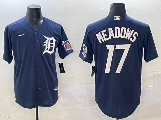 Men's Detroit Tigers Austin Meadows #17 Navy Replica Player Jerseys