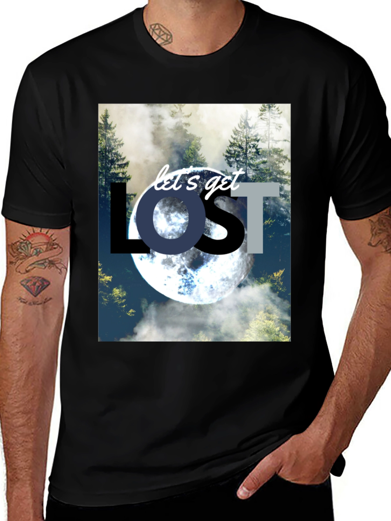 Lets Get Lost T-Shirt - Nature & Moon Design