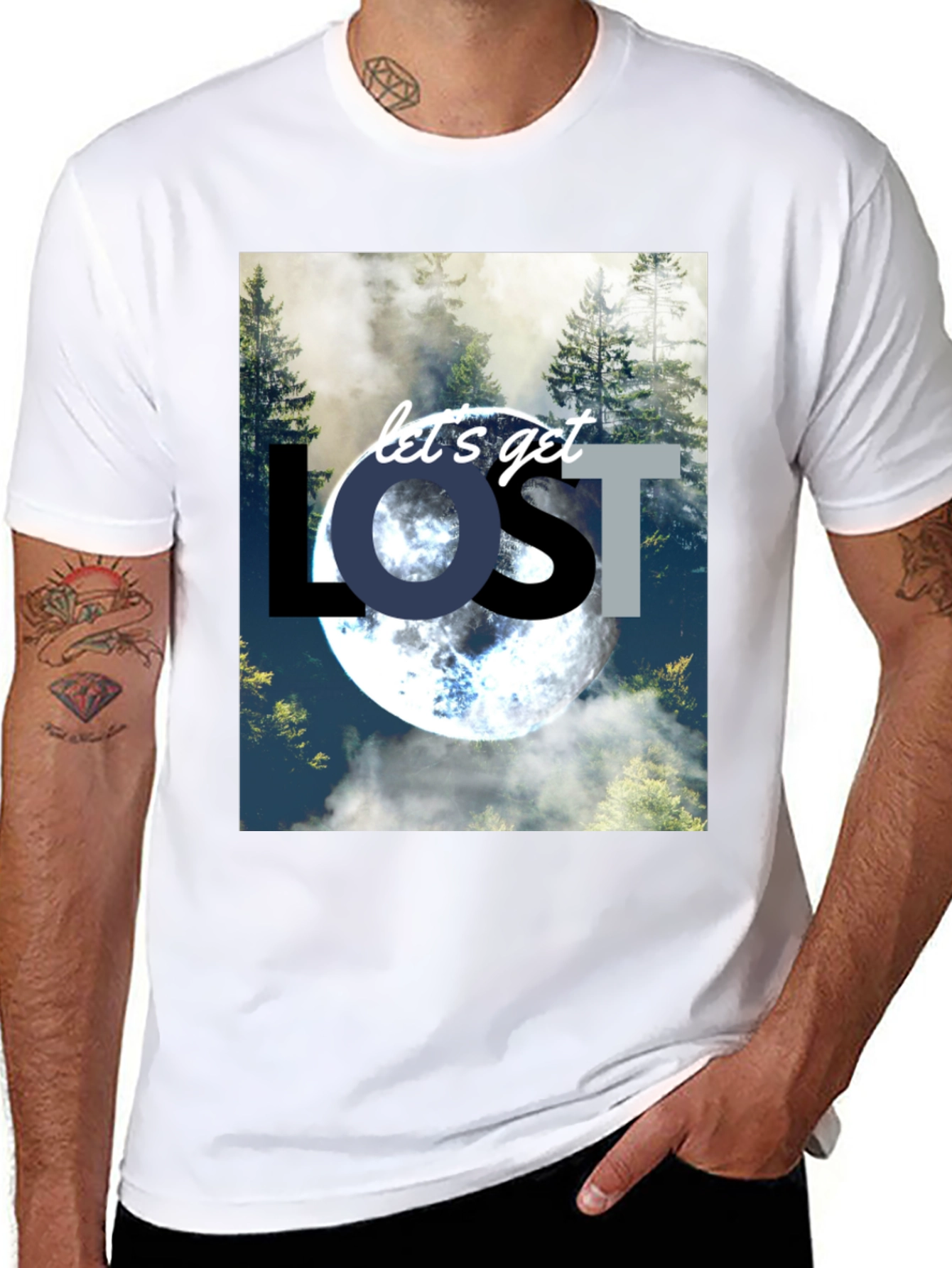 Lets Get Lost T-Shirt - Nature & Moon Design