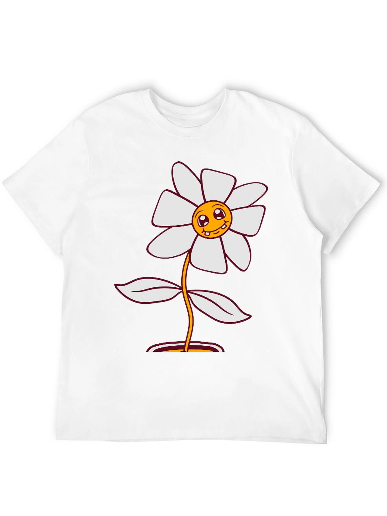 Smiley Flower Graphic Tee - Black Cotton Blend