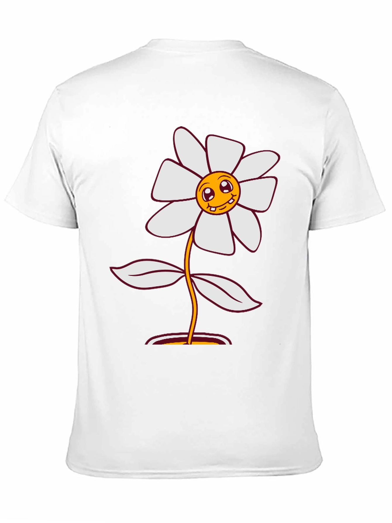 Smiley Flower Graphic Tee - Black Cotton Blend