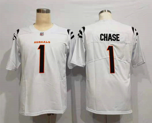 Men's Cincinnati Bengals Ja'Marr Chase #1 White Game Jerseys