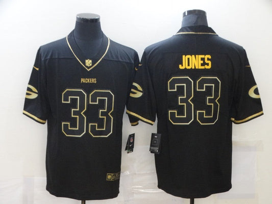 Men's Green Bay Packers Aaron Jones #33 Black Player Game Jerseys